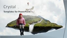  Presentation with adventure - Beautiful slide set featuring dreamy-little-girl-sitting-ready backdrop and a white colored foreground