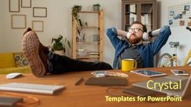  Presentation with design thinking - Beautiful slide deck featuring dreamy-young-bearded-man-sitting backdrop and a tawny brown colored foreground