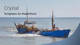  Presentation with ship - PPT theme with dredger-ship-maintaining-a-harbor background and a lemonade colored foreground
