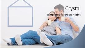  Presentation with lovers - Beautiful PPT theme featuring dreeaming of new home at home lovers backdrop and a sky blue colored foreground
