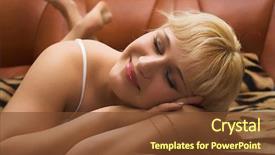  Presentation with sleeping - Presentation design with dreem - blondy young girl woman sleeping background and a  colored foreground