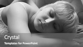  Presentation with sleeping - Amazing PPT theme having dreem - blondy young girl woman sleeping backdrop and a  colored foreground