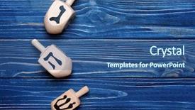  Presentation with hanukkah - Colorful PPT theme enhanced with dreidels for hanukkah on blue backdrop and a ocean colored foreground