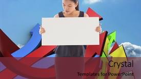  Presentation with show - Presentation theme consisting of house with red roof in background and a ocean colored foreground