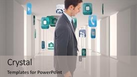  Presentation with businessman standing on maze - Beautiful PPT theme featuring quick service restaurants - close-up of a man s backdrop and a  colored foreground.