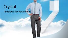  Presentation with open door - Beautiful PPT layouts featuring dres - serious businessman with hand backdrop and a  colored foreground