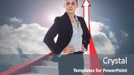  Presentation with 3d book - Audience pleasing slide set consisting of dres - serious businesswoman against book steps backdrop and a  colored foreground