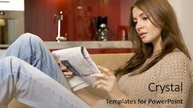  Presentation with special education young adult man - Presentation consisting of dres - young adult beautiful brunette woman background and a coral colored foreground