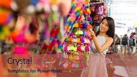  Presentation with shopping - Cool new slide deck with dres - young woman go shopping backdrop and a red colored foreground