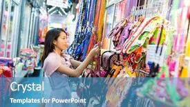  Presentation with shopping - PPT theme consisting of dres - young woman shopping background and a teal colored foreground