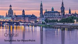  Presentation with dawn - PPT theme featuring dresden germany above the elbe river at dawn background and a coral colored foreground