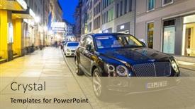  Presentation with suv car - Slide set enhanced with dresden-germany-april-19-2019 background and a coral colored foreground