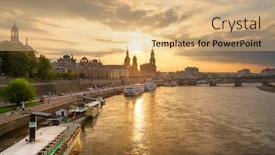  Presentation with cityscape - Slide set having dresden-germany-cityscape-over background and a coral colored foreground