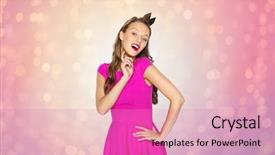  Presentation with golden lights - Audience pleasing PPT theme consisting of dress and golden princess crown backdrop and a  colored foreground