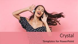  Presentation with pink musik - Theme consisting of dress and headphones listening music background and a coral colored foreground