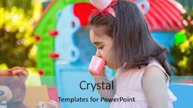  Presentation with baby girl - Beautiful presentation design featuring dress and queen or princess backdrop and a light blue colored foreground