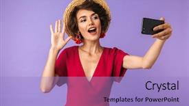  Presentation with elegant colorful animated - Colorful slide deck enhanced with dress and straw hat making backdrop and a light blue colored foreground