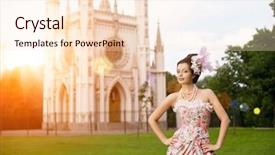  Presentation with prince princess fairy - PPT layouts having dress before the magic castle background and a lemonade colored foreground