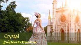  Presentation with princess - Slide deck enhanced with dress before the magic castle background and a tawny brown colored foreground