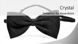  Presentation with fixing his black bow tie - Colorful slide set enhanced with dress code - black bow tie backdrop and a white colored foreground
