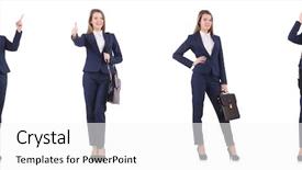  Presentation with code - Amazing PPT layouts having dress code - businesswoman in suit isolated backdrop and a white colored foreground