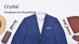  Presentation with set of sauces in white - Presentation design with dress code - set of fashionable clothes background and a sky blue colored foreground