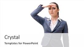  Presentation with brown sugar isolated on white - Cool new PPT theme with dress code - young businesswoman isolated on white backdrop and a white colored foreground