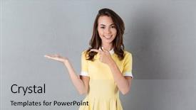  Presentation with palm - Presentation theme featuring dress holding copy space background and a light gray colored foreground