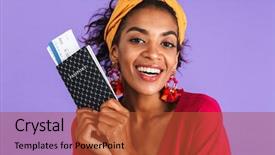  Presentation with cosmic african - Beautiful presentation featuring dress holding passport with ticket backdrop and a  colored foreground