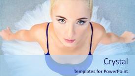  Presentation with dress shoes - Presentation theme enhanced with dress impress - ballet concept portrait background and a light blue colored foreground