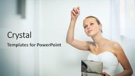  Presentation with bride and groom at wedding - Presentation enhanced with dress impress - beautiful bride getting ready background and a sky blue colored foreground