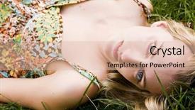  Presentation with green beauty - Presentation theme featuring dress impress - impressive green eyed beauty background and a  colored foreground