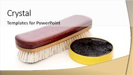  Presentation with shoe - Presentation theme having dress impress - shoe shine brush and paste background and a white colored foreground