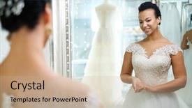  Presentation with wedding - Cool new PPT theme with dress in a wedding salon backdrop and a mint green colored foreground