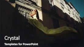  Presentation with house window frame - Colorful PPT theme enhanced with parkour - woman in a long yellow backdrop and a black colored foreground