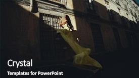  Presentation with house window frame - Amazing PPT theme having parkour - woman in a long yellow backdrop and a wine colored foreground