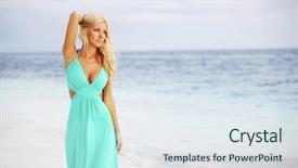  Presentation with ocean clear water deep blue - Slides with dress on the ocean coast background and a  colored foreground
