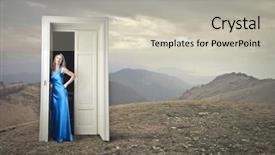 Presentation with open door policy health care - PPT theme consisting of dress opens a magic door background and a light gray colored foreground