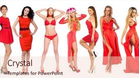  Presentation with makeup fashion model applying lipstick - Amazing slides having dress portrait in full growth backdrop and a lemonade colored foreground