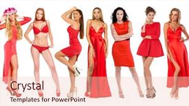  Presentation with makeup fashion model applying lipstick - Beautiful PPT theme featuring dress portrait in full growth backdrop and a lemonade colored foreground