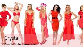  Presentation with fashion - Slides with dress portrait in full growth background and a coral colored foreground