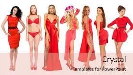 Presentation with fashion - PPT theme having dress portrait in full growth background and a  colored foreground