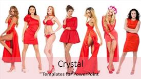  Presentation with makeup fashion model applying lipstick - Audience pleasing slides consisting of dress portrait in full growth backdrop and a  colored foreground