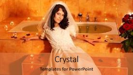  Presentation with wedding - Slide deck featuring dress relaxing in bath tube background and a  colored foreground