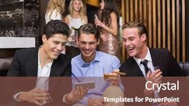  Presentation with friends eating and drinking wine - Amazing presentation theme having dress shirt - handsome friends having a drink backdrop and a tawny brown colored foreground