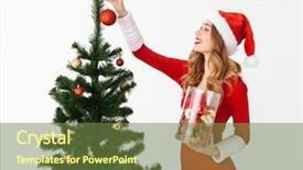  Presentation with beautiful reof christmas season - Slide deck consisting of dress standing isolated over white background and a tawny brown colored foreground