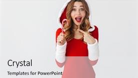  Presentation with christmas candy - Theme with dress standing isolated over white background and a  colored foreground