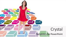  Presentation with colorful geometric pixel - Beautiful PPT layouts featuring dress standing on colorful geometric backdrop and a sky blue colored foreground