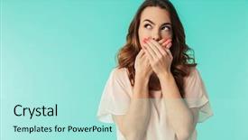  Presentation with mouth - Audience pleasing slide set consisting of dress standing with mouth cover backdrop and a arctic colored foreground