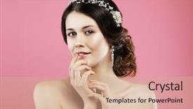  Presentation with pink wedding - Beautiful slide set featuring dress studio portrait over pink backdrop and a coral colored foreground